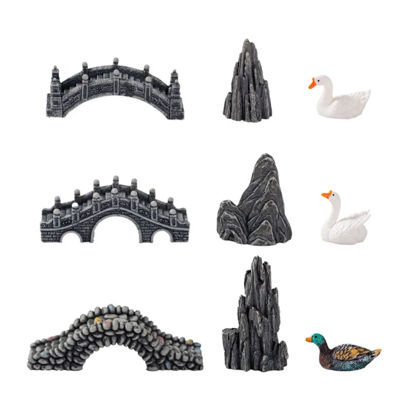 Aquarium Fish Bridge - อุปกรณ์ตกแต่งตู้ปลาขนาดเล็กทำจากยางเรซินสำหรับตกแต่งตู้ปลาจำลองอุปกรณ์ตกแต่งตู้ปลาภูเขา