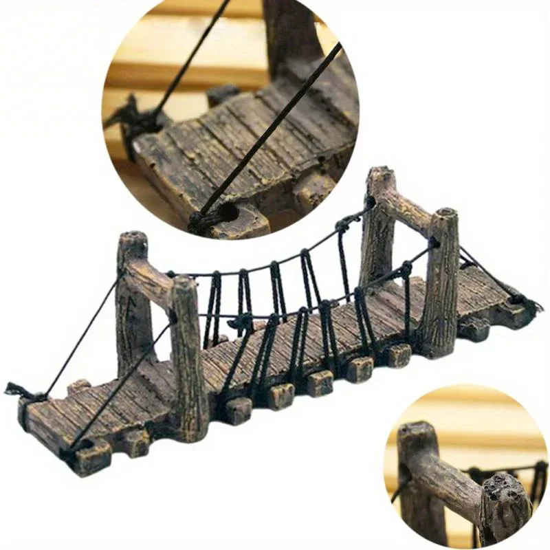 Aquarium Fish Bridge - 1 ชิ้น ของตกแต่งตู้ปลา บ้านพร้อมสะพานสำหรับตู้ปลา