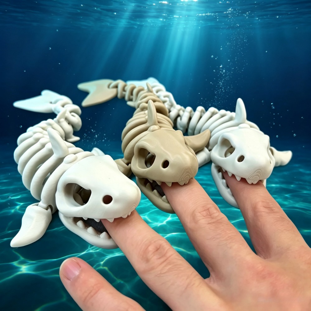 Aquarium Fish Buy - โครงกระดูกฉลามตกแต่งตู้ปลา ของตกแต่งแบบขยับได้ สำหรับสัตว์เลื้อยคลาน ตกแต่งตู้ปลา ที่หลบซ่อนสำหรับปลาและกุ้ง อุปกรณ์ตกแต่งตู้ปลา