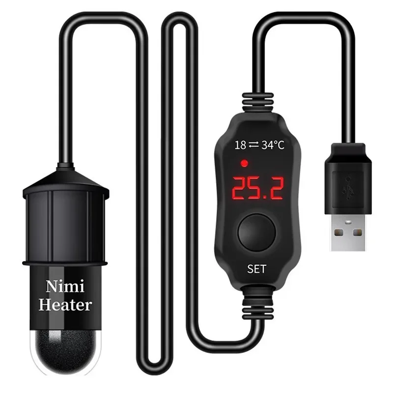 Aquarium Heater Submersible - แท่งทำความร้อนตู้ปลาขนาดเล็กแบบสากล เครื่องทำความร้อนในตู้ปลาแบบจุ่มใต้น้ำ พร้อมเทอร์โมสตัท 18-34 องศา °