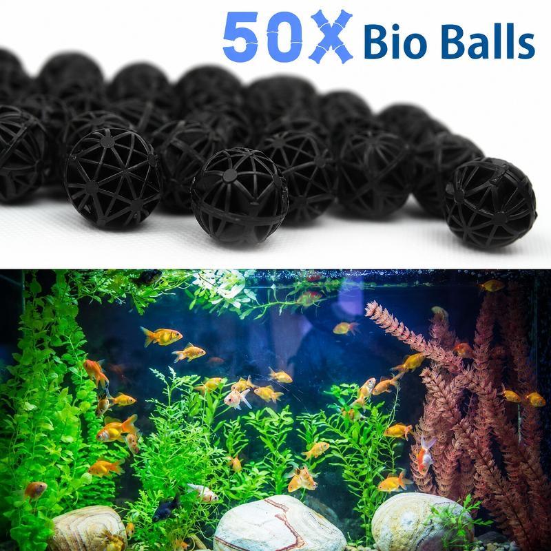 Aquarium Fish Ball - ชุดอุปกรณ์กรองน้ำชีวเคมีสำหรับตู้ปลา 50 ชิ้น ขนาด 16 มม.