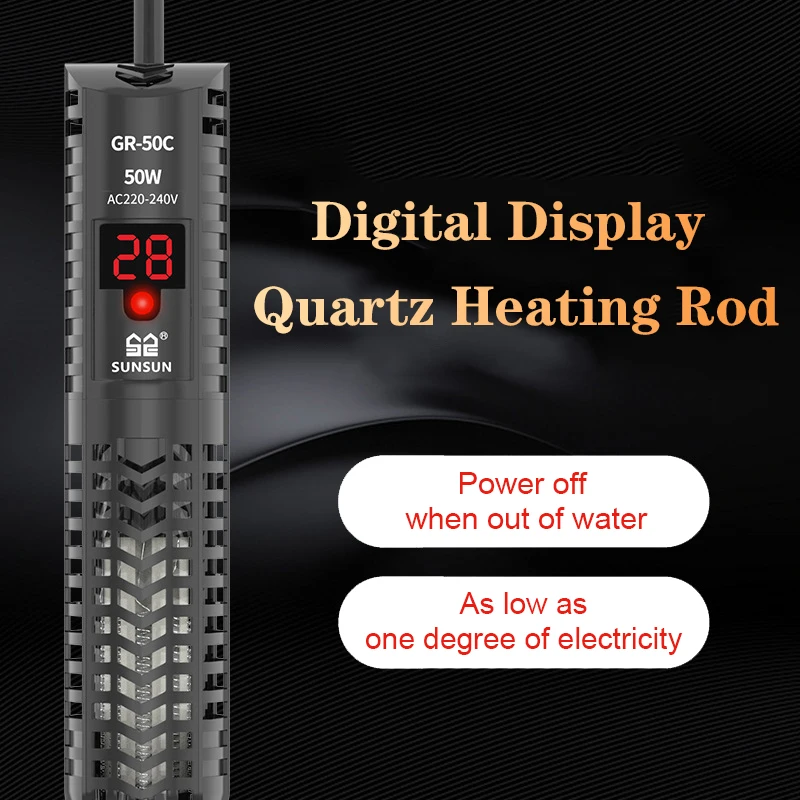 Aquarium Heater Submersible - เครื่องทำความร้อนใต้น้ำสำหรับตู้ปลา กระจกควอตซ์ หน้าจอ LCD 220V แท่งทำความร้อนดิจิตอล