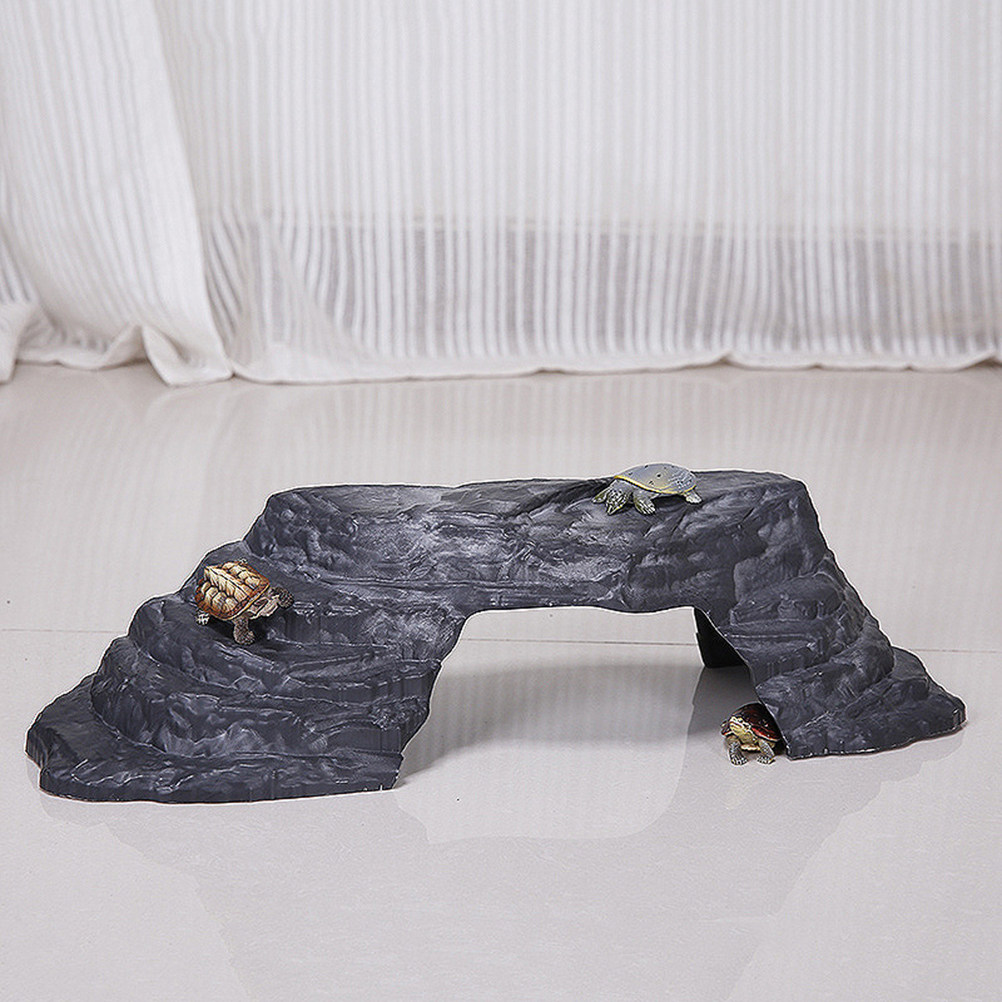 Aquarium Fish Bridge - แท่นอาบแดดเต่าเลียนแบบหินขนาดใหญ่ สะพานปีนป่ายสำหรับสัตว์เลื้อยคลาน ของตกแต่งตู้ปลาสำหรับตุ๊กแก มังกรหนวด หอย และปลา
