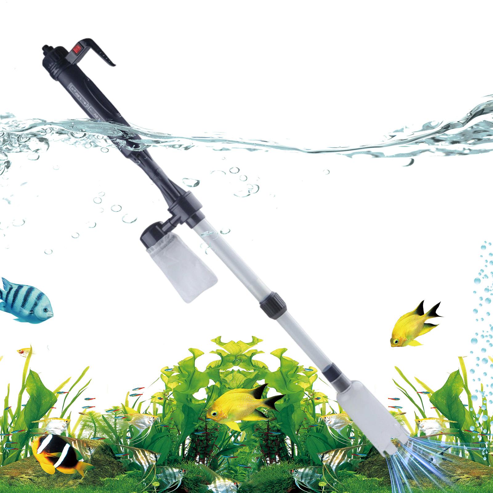 Gravel Vacuum Cleaner - เครื่องดูดทรายตู้ปลาแบบปรับระดับได้ด้วยระบบไฟฟ้า พร้อมด้ามจับยืดหดได้ สำหรับทำความสะอาดทรายในตู้ปลา เหมาะสำหรับสำนักงานและอพาร์ตเมนต์