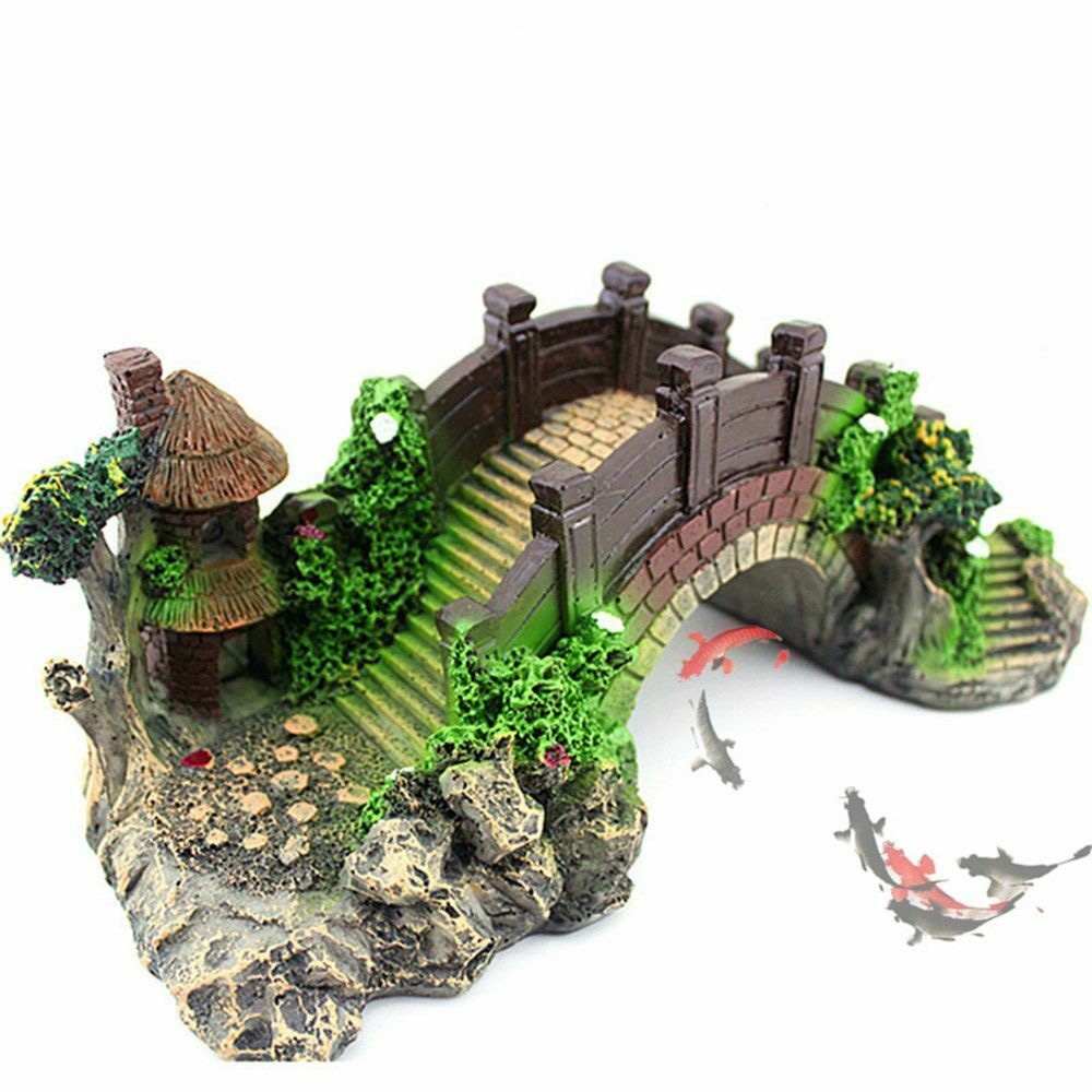 Aquarium Fish Bridge - อุปกรณ์ตู้ปลา Arbor ต้นไม้ปลอมภูมิทัศน์เครื่องประดับถังปลาประดิษฐ์สะพาน Rockery เรซิ่น Aquarium
