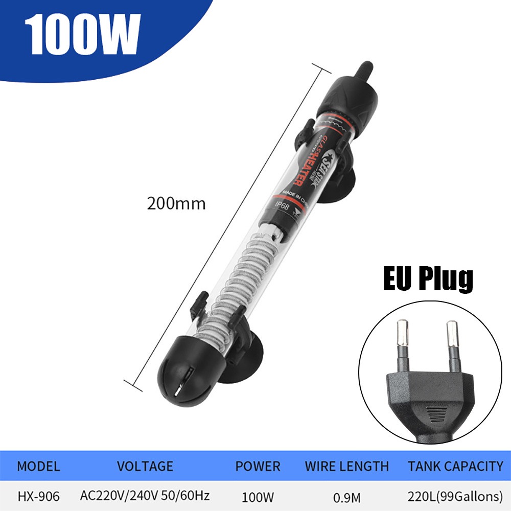 Aquarium Heater Submersible - แท่งทำความร้อนแบบปรับอุณหภูมิได้ 1 ชิ้น 25W/50W/100W/200W/300W ปลั๊กแบบ EU