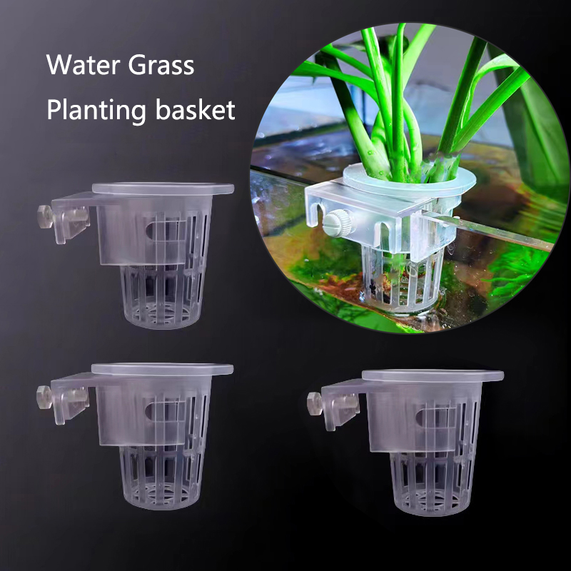 Aquarium Fish Pot - ตะกร้าปลูกตู้ปลาแบบไฮโดรโปนิกส์ถังปลาแบบแขวนได้ถ้วยน้ำหญ้าที่ตั้งต้นไม้แขวนผนังตู้ปลาแบบใหม่