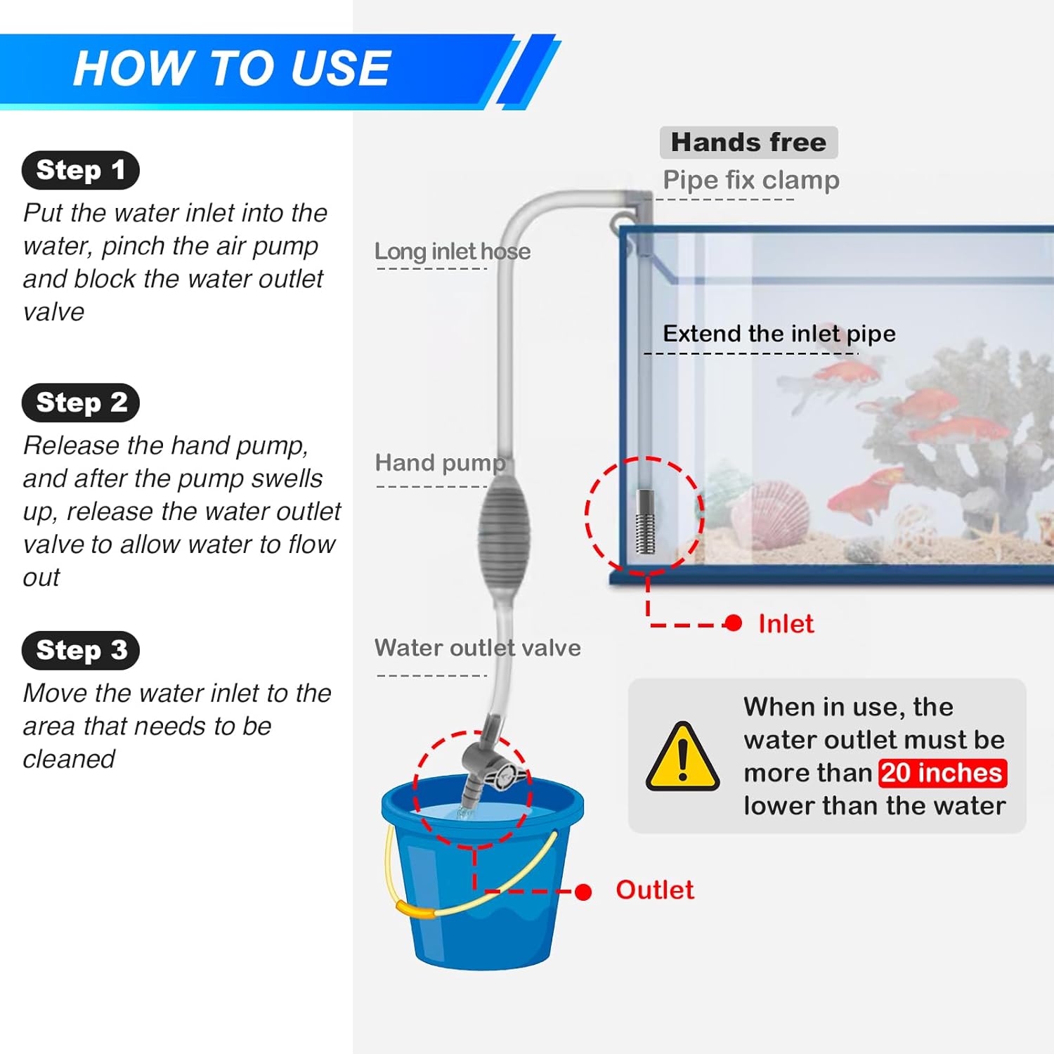 ตู้ปลาขนาดใหญ่ Aquarium Siphon - Gravel Vacuum Cleaner บทวิจารณ์และราคา