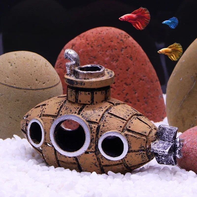 ของตกแต่งเรซิ่นรูปเรือดำน้ำสำห - Aquarium Fish Hiding Places บทวิจารณ์และราคา